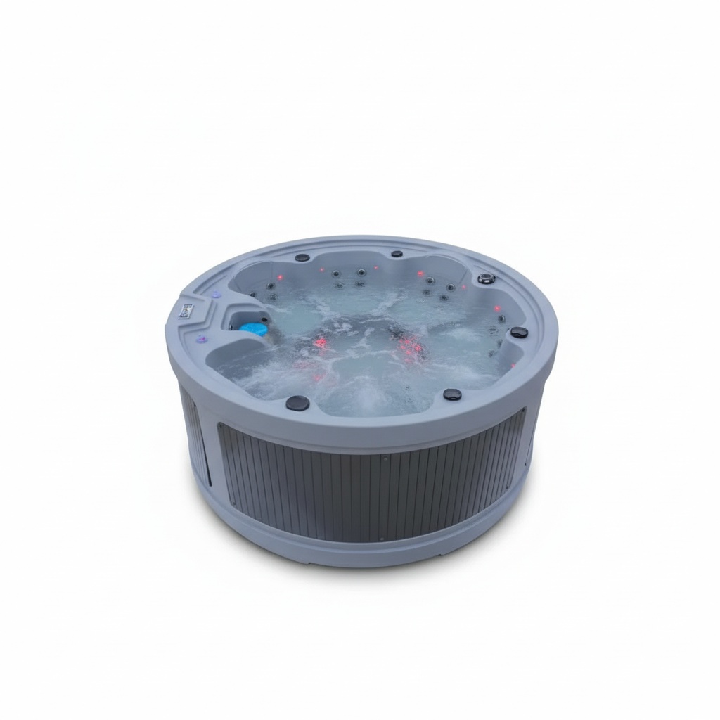 Relax - Spa & Wellness - 7人用ホットタブ、丸型マッサージスパ、回転成形屋外スパ浴槽、2000x2000x780mm自立式ジェットバス、家族でのリラックスに