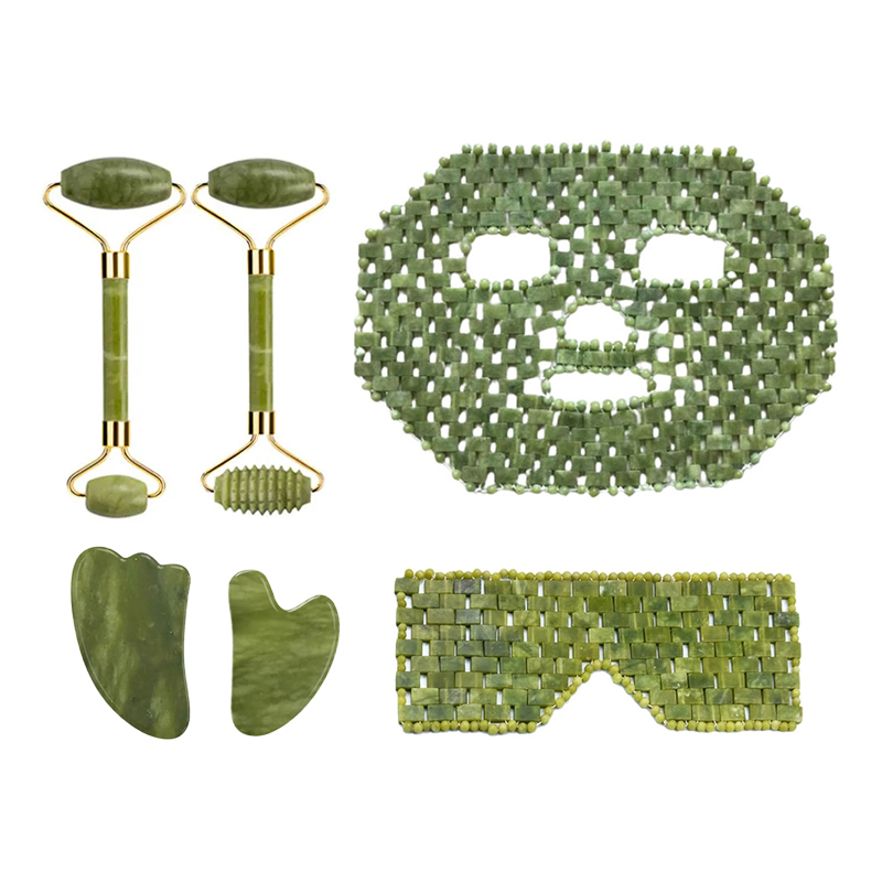 Jade Roller Stone - 天然 Xiuyan 翡翠フェイシャルマスクガッシュスクレーパーローラーマッサージ翡翠石カッサ風邪治療アンチエイジング翡翠マスク美容ツール
