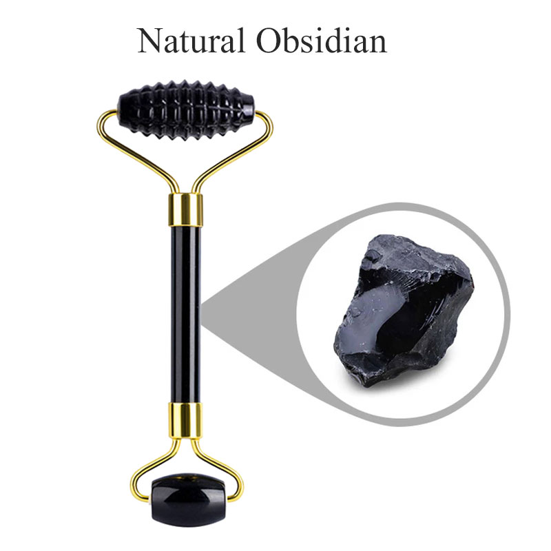 天然黒曜石フェイスマッサージローラー グアシャスクレーパーセ - Jade Roller Stone のレビューと価格
