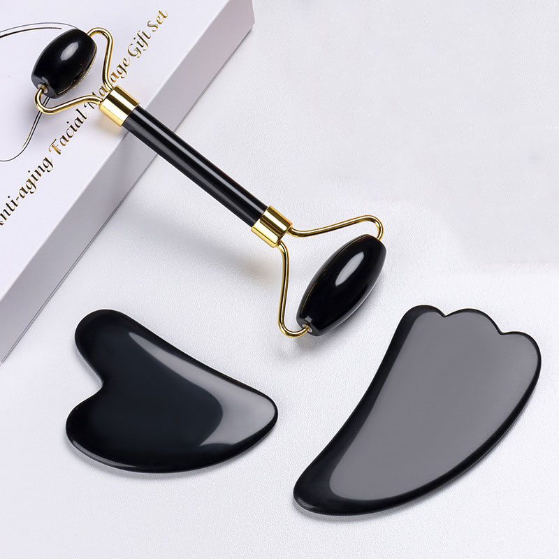天然黒曜石フェイスマッサージローラー グアシャスクレーパーセ - Jade Roller Stone のレビューと価格