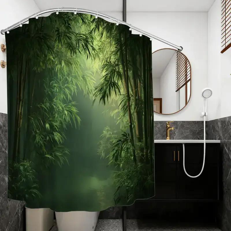 バスルームシャワーカーテン竹林プリント3D自然シーン12個の - Spa Wellness Nature のレビューと価格