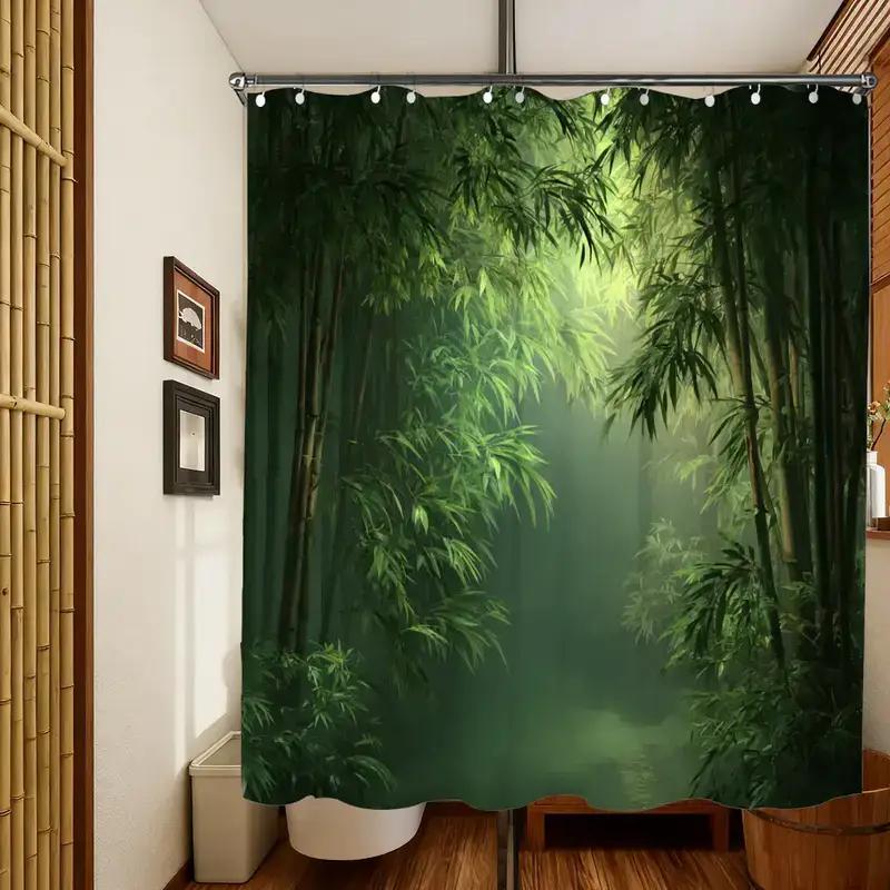 バスルームシャワーカーテン竹林プリント3D自然シーン12個の - Spa Wellness Nature のレビューと価格