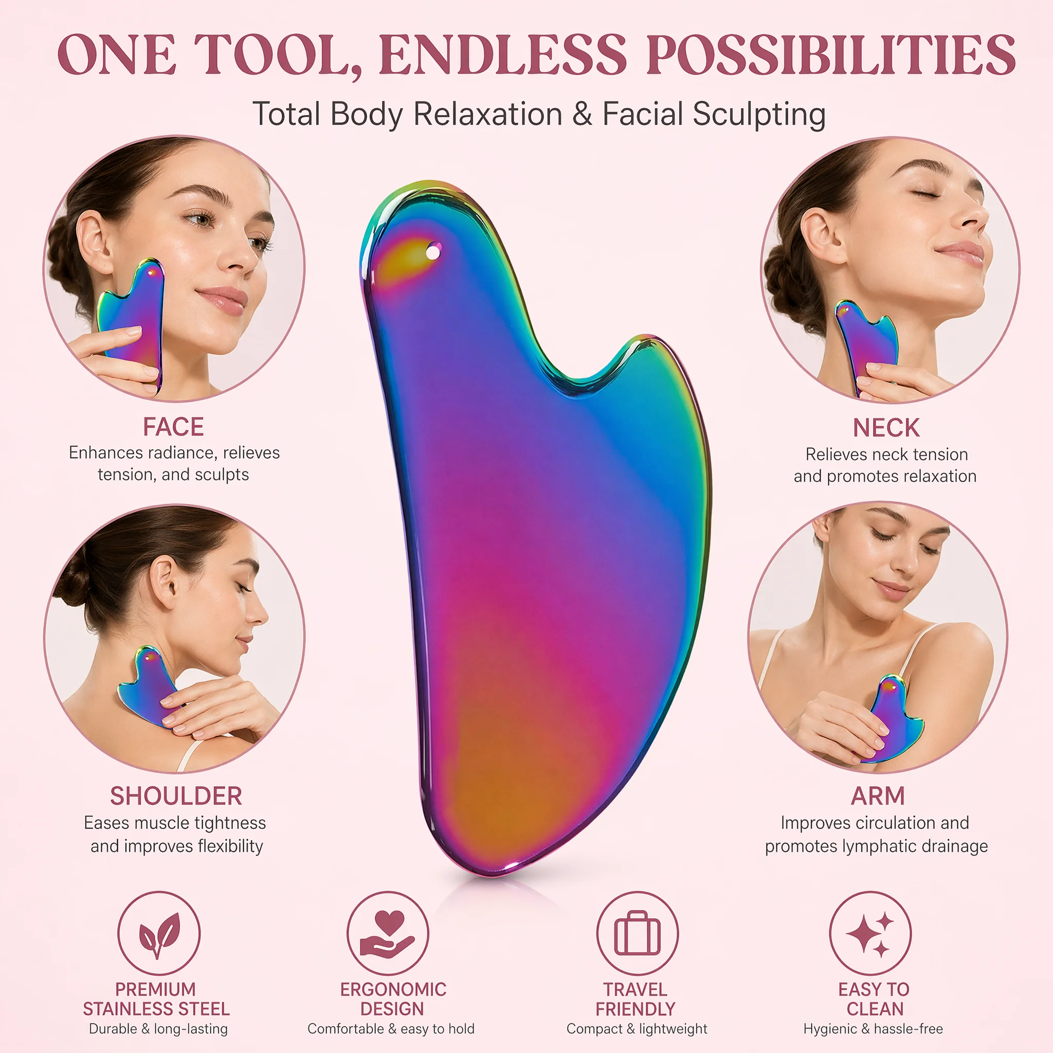 1 個ステンレス鋼グアシャボードホログラフィック/ブラックフ - Relax - Spa & Wellness のレビューと価格