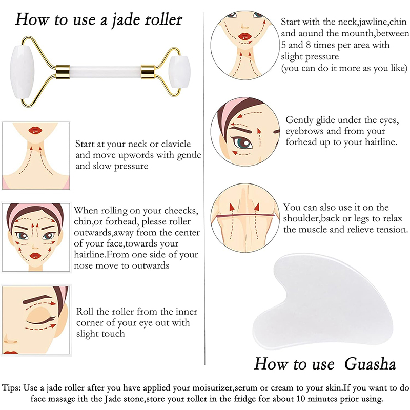 天然翡翠ローラー美顔器 グアシャ マッサージ フェイスローラ - Jade Roller Stone のレビューと価格