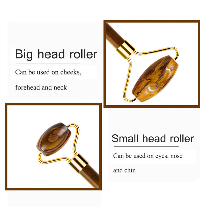 天然タイガーアイ翡翠ローラーカシャ美しいマッサージフェイシャ - Jade Roller Stone のレビューと価格