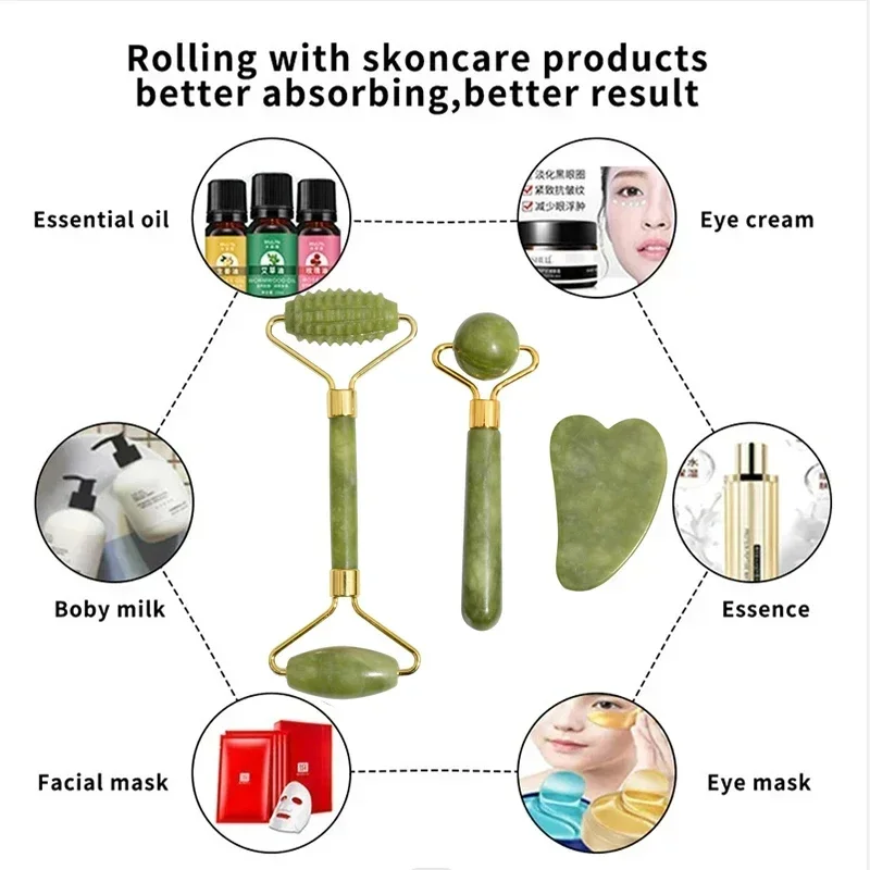 天然翡翠ローラーフェイスグアシャ天然石ボディネックマッサージ - Jade Roller Stone のレビューと価格