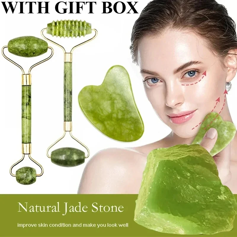天然翡翠ローラーフェイスグアシャ天然石ボディネックマッサージ - Jade Roller Stone のレビューと価格